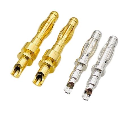 Đảm bảo kích thước tùy chỉnh 4mm đàn ông Banan Plug Connector với vàng và sợi vải tròn