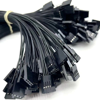 2.54mm Pitch 4 Pin Dupont Cable Assembly UL1007 24awg Đen Đường tùy chỉnh