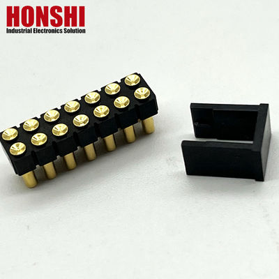 2.54mm High Current Pogo Pin Connector nữ 2x7P vàng bọc H2.5 SMT loại cho PCB