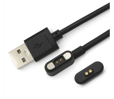 Dòng điện cao 3.0a Cáp sạc USB 2 pin Bộ điều hợp điện xoay vòng Pogo Pin từ tính