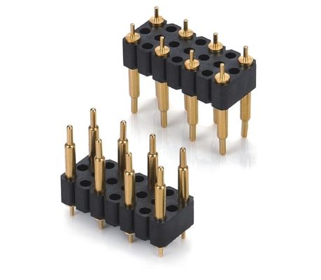 5.08mm Pitch Pogo Pin Connector Dip Type nữ 8 pin 4.0mm Ba hàng giàn