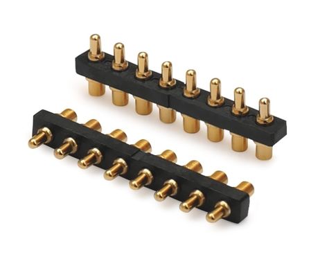 2.54mm Pitch Pogo Pin Connector Spring 8pin H1.5mm SMT Type Gói đồng mạ vàng