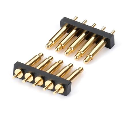 2,54mm Pitch Nam 5 chân Đầu nối PCB Đầu nối pin Pogo được tải bằng lò xo Loại nhúng