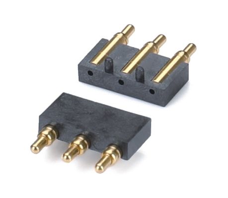 2.5mm Pitch Brass C6801 3 Pin SMT Loại đầu đàn ông Pogo Pin Connector nhựa đen