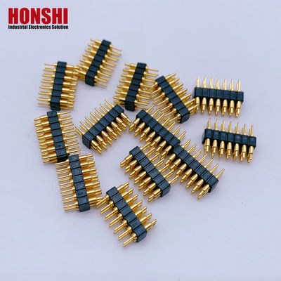 Tùy chỉnh 2.0mm Pitch Brass Pogo Pin 2row 14Pin Spring Loaded Connectors Nam giới