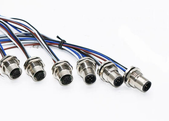 M12 Series Circular Connector Male Plug 5pin screw phía sau Panel mounting M16 * 1.5 PG9
