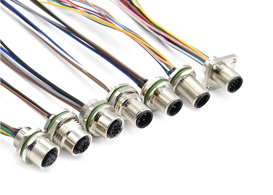 M12 Series Circular Connector Male Plug 5pin screw phía sau Panel mounting M16 * 1.5 PG9