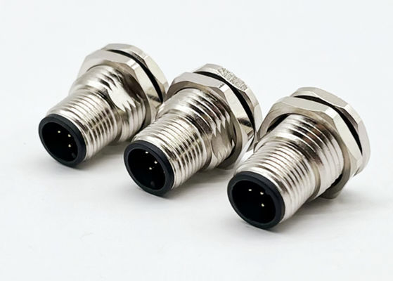 M12 Series Circular Connector Male Plug 5pin screw phía sau Panel mounting M16 * 1.5 PG9