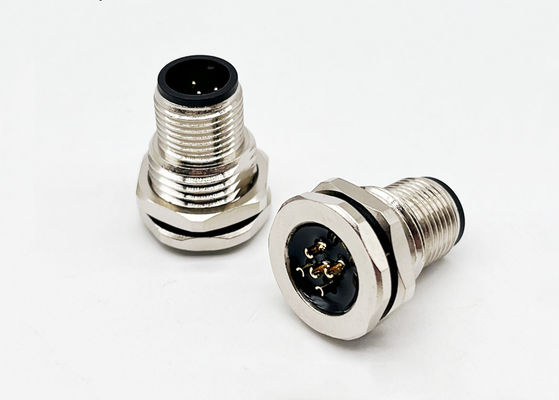 M12 Series Circular Connector Male Plug 5pin screw phía sau Panel mounting M16 * 1.5 PG9