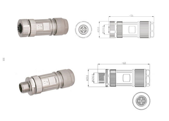 M12 X Code Connector Ethernet 8 Pin Male Female Plug Connector Bộ vít
