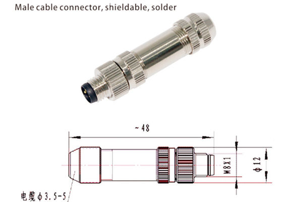 M8 IP67 kết nối tròn cắm chắn nam 3 4 5 6 8 Pin kết hợp loại kết nối