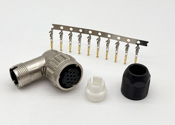 Một cảm ứng khóa CM10 kết nối tròn 2 pin 10 pin góc phải Crimp dây cắm