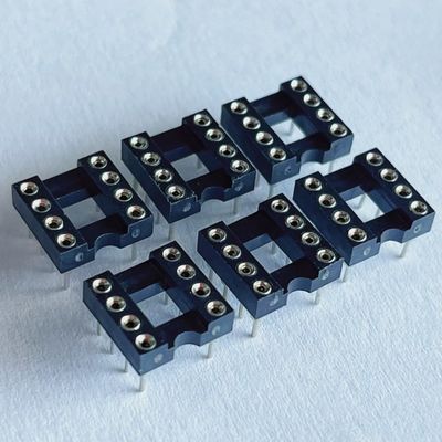 2.54mm 8 Pin IC Socket Connector nữ thẳng Pin Header PBT vật liệu cách nhiệt Đen