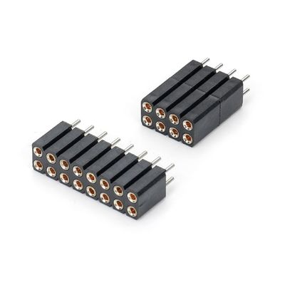 2.54mm Hai hàng H7.0mm SMT PCB đồng máy tròn nữ đầu đầu nối PA6T Đen