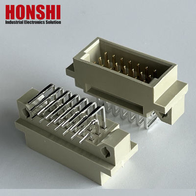 Đường viền góc phải PCB 128 Pin DIN 41612 Euro Female Connector With Board Lock Pbt Grey