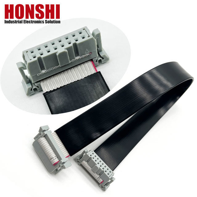16 pin IDC Cáp băng PVC phẳng với bộ kết nối pitch 2.54mm Độ dài tùy chỉnh