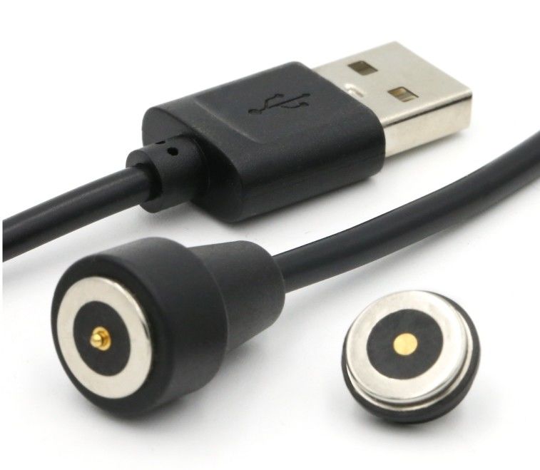 Dòng điện cao 3.0a Cáp sạc USB 2 pin Bộ điều hợp điện xoay vòng Pogo Pin từ tính