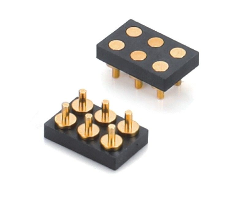 2.54mm Pitch nữ 6 pin PCB kết nối mùa xuân tải Pogo Pin kết nối Smt loại