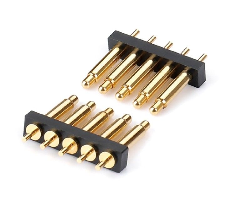 2,54mm Pitch Nam 5 chân Đầu nối PCB Đầu nối pin Pogo được tải bằng lò xo Loại nhúng