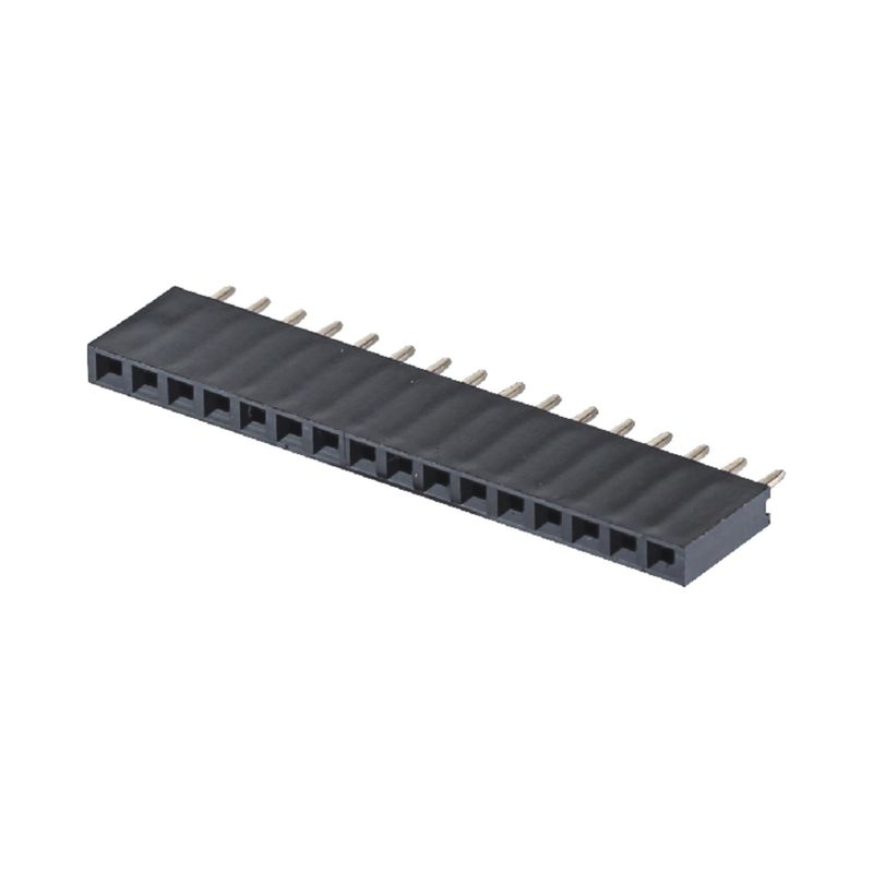 Bộ kết nối tiêu đề nữ 1 * 40 PA6T Đen Bộ kết nối góc phải 2.54mm Pitch H8.5mm