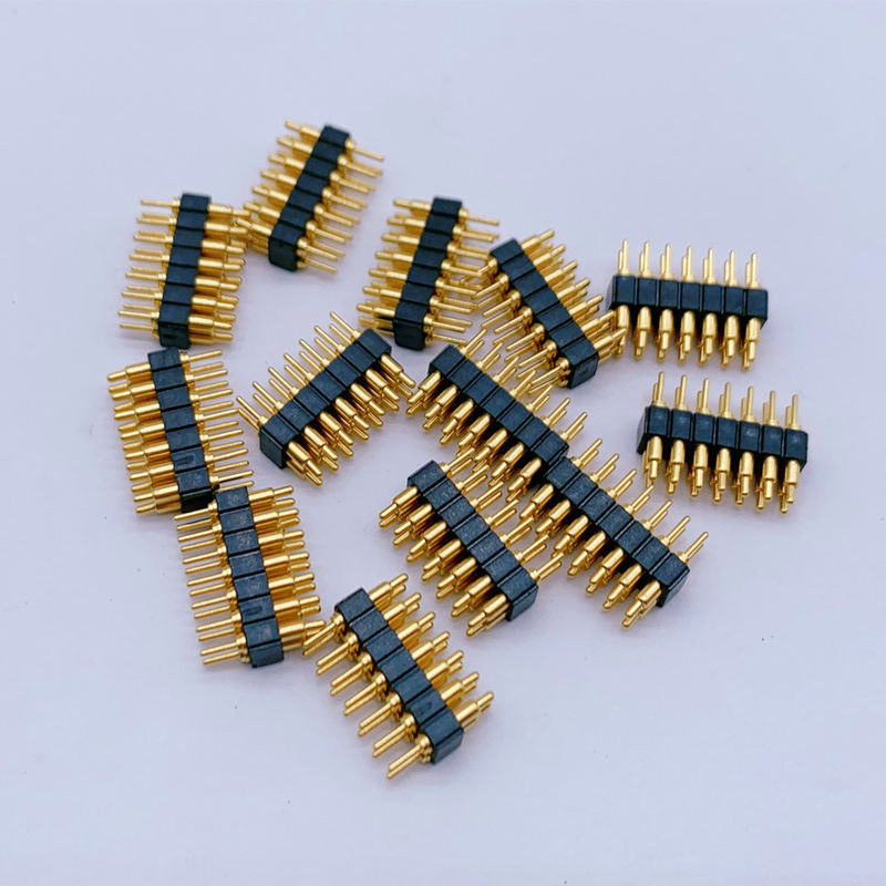 Tùy chỉnh 2.0mm Pitch Brass Pogo Pin 2row 14Pin Spring Loaded Connectors Nam giới
