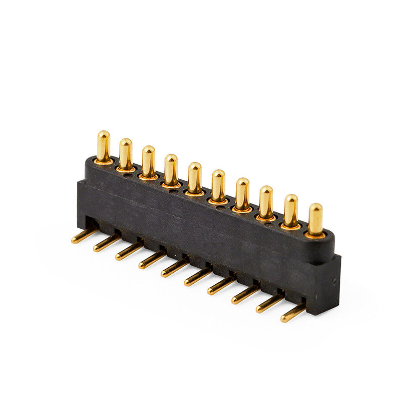 Cao độ 2,54mm 10pin Góc phải Nam Đồng thau được nạp từ tính Đầu nối pin Pogo từ tính