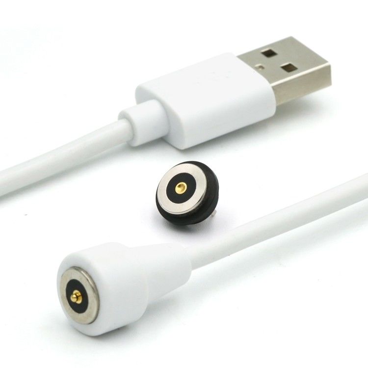 2 Pin từ tính Pogo Pin Connector Cable To Usb Loại A M Cáp trắng